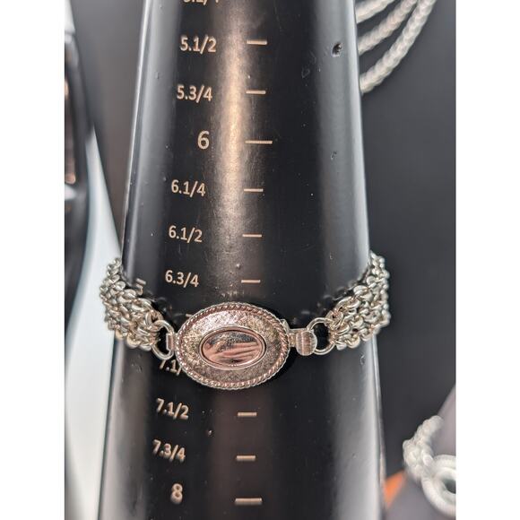 Vintage Avon Silver Tone 7 Strand Chain Necklace & Two Bracelet Set - Picture 4 of 8